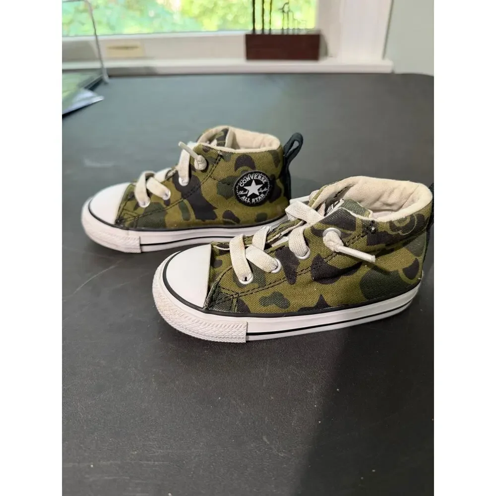Converse Chuck Taylor All Star Camo Green Mid Top Toddler Size 7 737311F